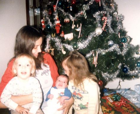 Mom, my younger brothers, and me, 1985--the first picture of all of us together.