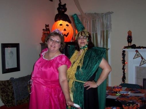 Halloween, 2009, Mom and her friend Terry. Mom made her own Carol Burnett/GWTW costume.
